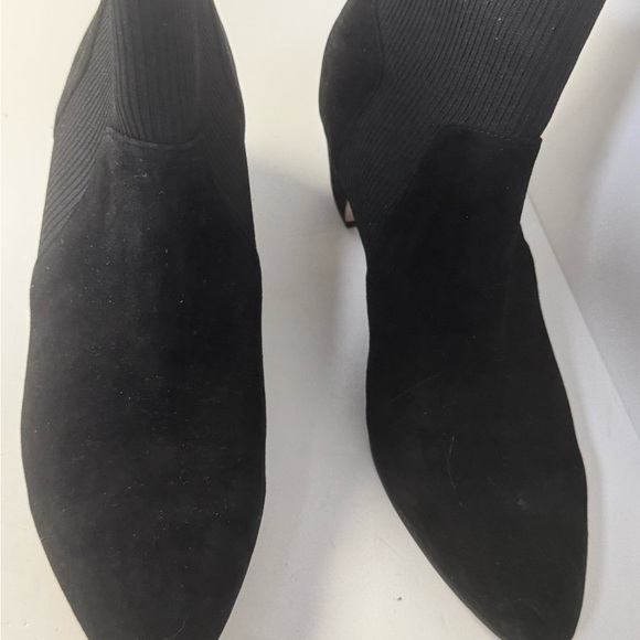 Eileen Fisher Muzy Suede and Knit Black Ankle Booties Sleek Minimalist Design 9 - Picture 2 of 8